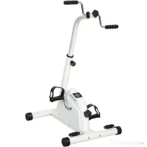 SPORTNOW Bicicletă de Cameră pentru Brațe și Picioare, Pedalieră pentru Reabilitare cu Înălțime Reglabilă, Ecran LCD, Rezistență Reglabilă și Pedale de Masaj, pentru Seniori, Alb