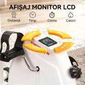 SPORTNOW Bicicletă de Cameră pentru Brațe și Picioare, Pedalieră pentru Reabilitare cu Înălțime Reglabilă, Ecran LCD, Rezistență Reglabilă și Pedale de Masaj, pentru Seniori, Alb 