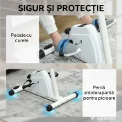 SPORTNOW Bicicletă de Cameră pentru Brațe și Picioare, Pedalieră pentru Reabilitare cu Înălțime Reglabilă, Ecran LCD, Rezistență Reglabilă și Pedale de Masaj, pentru Seniori, Alb 