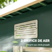 Outsunny Depozit de Grădină 3.18m² din Oțel Galvanizat cu Fante de Aerisire, Spațiu de Depozitare cu Uși Glisante Blocabile, Acoperiș Înclinat, Mănuși, 272x134x182 cm, Verde Închis 