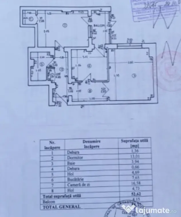 Apartament, 2 camere decomandat, zonă ultracentrală, 56,77