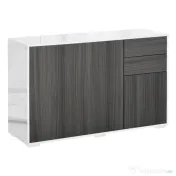 HOMCOM Dulap multifuncțional din lemn pentru camera de zi, bucătărie, birou cu deschidere prin apăsare, 117x36x74cm - alb/ gri închis