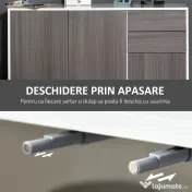 HOMCOM Dulap multifuncțional din lemn pentru camera de zi, bucătărie, birou cu deschidere prin apăsare, 117x36x74cm - alb/ gri închis