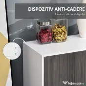 HOMCOM Dulap multifuncțional din lemn pentru camera de zi, bucătărie, birou cu deschidere prin apăsare, 117x36x74cm - alb/ gri închis