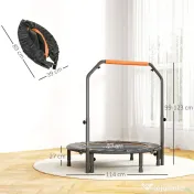 HOMCOM Trambulină Fitness Mini Pliabilă 45", cu Mâner Reglabil din Spumă, Portocaliu