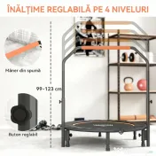 HOMCOM Trambulină Fitness Mini Pliabilă 45", cu Mâner Reglabil din Spumă, Portocaliu
