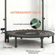 HOMCOM Trambulină Fitness Mini Pliabilă 45", cu Mâner Reglabil din Spumă, Portocaliu