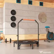 HOMCOM Trambulină Fitness Mini Pliabilă 45", cu Mâner Reglabil din Spumă, Portocaliu