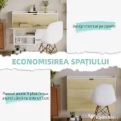 HOMCOM Birou suspendat, pliabil cu compartimente de depozitare pentru spatii mici, alb 