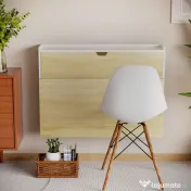 HOMCOM Birou suspendat, pliabil cu compartimente de depozitare pentru spatii mici, alb 