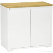 Homcom Bufet Alb – Dulap Usi Duble & Raft Reglabil pentru Depozitare 