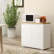 Homcom Bufet Alb – Dulap Usi Duble & Raft Reglabil pentru Depozitare 