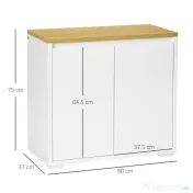 Homcom Bufet Alb – Dulap Usi Duble & Raft Reglabil pentru Depozitare 