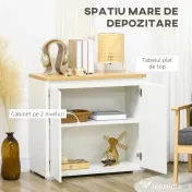 Homcom Bufet Alb – Dulap Usi Duble & Raft Reglabil pentru Depozitare 