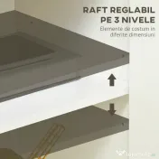 Homcom Bufet Alb – Dulap Usi Duble & Raft Reglabil pentru Depozitare 