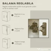 Homcom Bufet Alb – Dulap Usi Duble & Raft Reglabil pentru Depozitare 