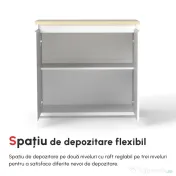 Homcom Bufet Alb – Dulap Usi Duble & Raft Reglabil pentru Depozitare 