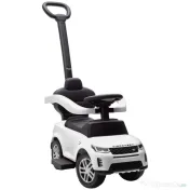 AIYAPLAY Mașinuță de Împins Licență Land Rover cu Mâner și Barieră, din PP și Oțel, 84x40x94.5 cm, Alb
