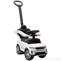 AIYAPLAY Mașinuță de Împins Licență Land Rover cu Mâner și Barieră, din PP și Oțel, 84x40x94.5 cm, Alb