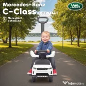 AIYAPLAY Mașinuță de Împins Licență Land Rover cu Mâner și Barieră, din PP și Oțel, 84x40x94.5 cm, Alb