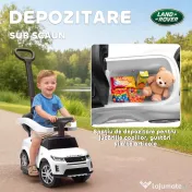 AIYAPLAY Mașinuță de Împins Licență Land Rover cu Mâner și Barieră, din PP și Oțel, 84x40x94.5 cm, Alb