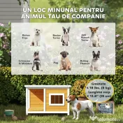 PawHut Cușcă pentru câini de exterior din lemn de brad cu verandă acoperită și acoperiș înclinat, 85.5x62x60 cm, multicolor 