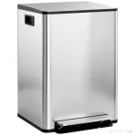HOMCOM Coș de gunoi cu 2 compartimente de 30L cu pedală și capac silențios, din oțel inoxidabil și PP, 47.7x37.5x66.8 cm