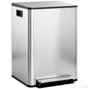 HOMCOM Coș de gunoi cu 2 compartimente de 30L cu pedală și capac silențios, din oțel inoxidabil și PP, 47.7x37.5x66.8 cm 