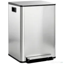 HOMCOM Coș de gunoi cu 2 compartimente de 30L cu pedală și capac silențios, din oțel inoxidabil și PP, 47.7x37.5x66.8 cm