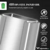 HOMCOM Coș de gunoi cu 2 compartimente de 30L cu pedală și capac silențios, din oțel inoxidabil și PP, 47.7x37.5x66.8 cm 