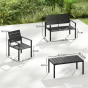 Outsunny Set Mobilier de Grădină cu Canapea, Fotolii și Măsuță, Ideal pentru Exterior