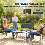 Outsunny Set Mobilier de Grădină cu Canapea, Fotolii și Măsuță, Ideal pentru Exterior