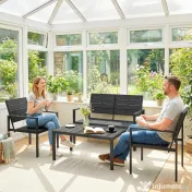 Outsunny Set Mobilier de Grădină cu Canapea, Fotolii și Măsuță, Ideal pentru Exterior