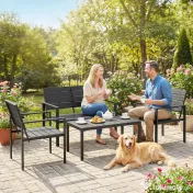 Outsunny Set Mobilier de Grădină cu Canapea, Fotolii și Măsuță, Ideal pentru Exterior