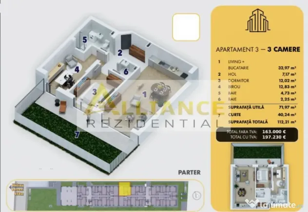 {Metrou Berceni doar 5 minute} | App 3 cam/2 bai + terasa |