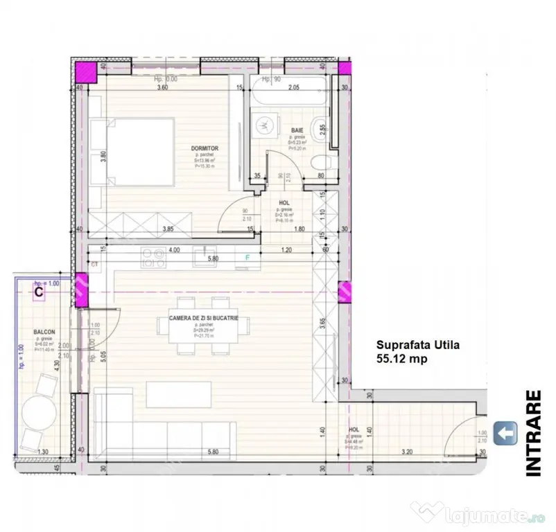 Apartament intabulat cu 2 camere la etajul 2 in Selimbar zon