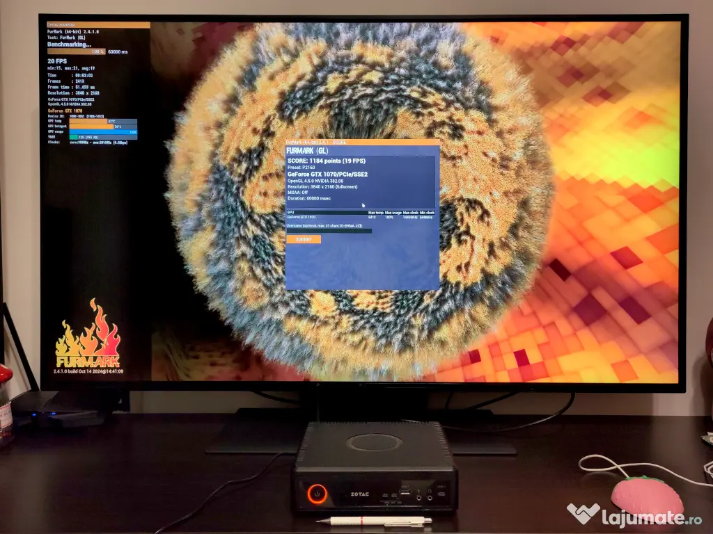 Mini PC Zotac setup gaming sau CAD (16GB RAM, 8GB video dedicat, SSD NVMe)