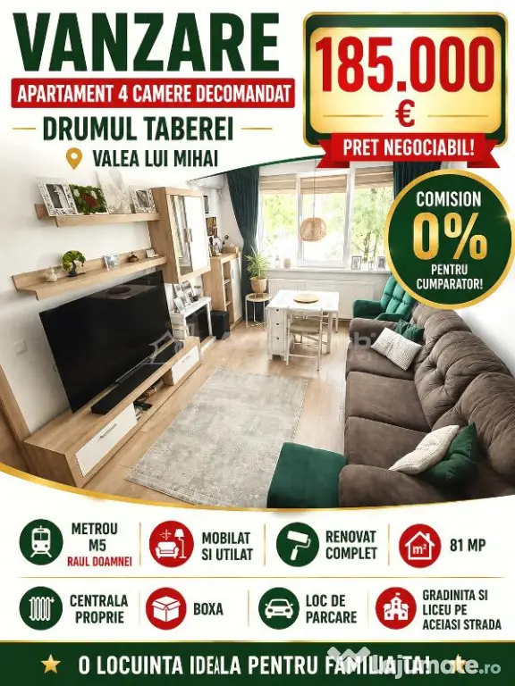- 4 camere - Drumul Taberei - Metrou Raul Doamnei - mobil