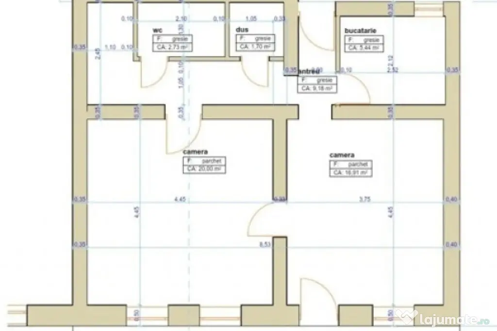 Apartament cu 2 camere, 55mp, la curte comuna, in zona Centr