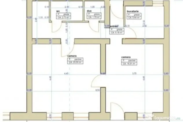 Apartament cu 2 camere, 55mp, la curte comuna, in zona Centr