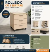 Stoc 100 buc Rollbox birou cu 3 sertare si rotile; Mic Dulap pentru birou; Fiset 