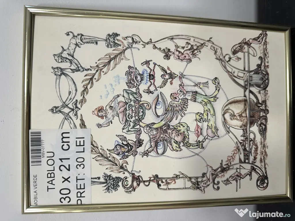 6 buc Tablou Vintage Diverse marimi si Rame; Tablou vechi; Arta; Ilustratii