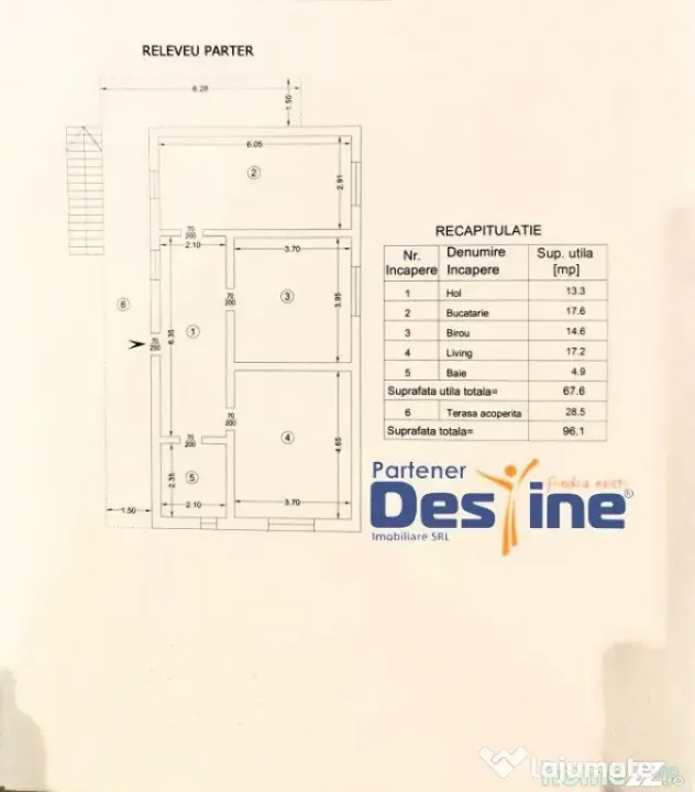 Apartament 2 camere 68 mp + 300mp curte, terasă și beci...
