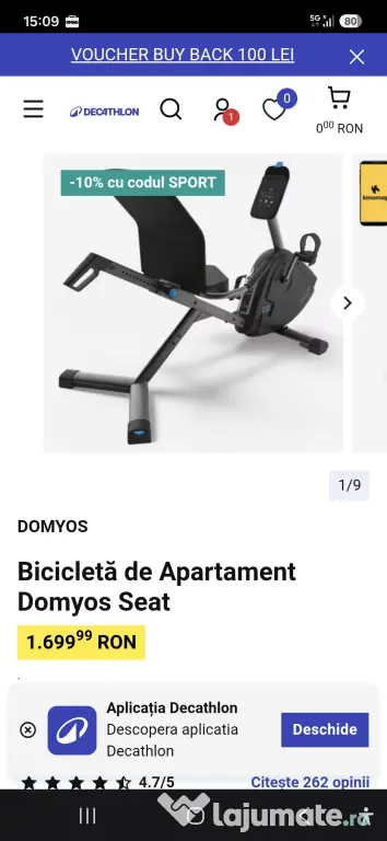 Bicicletă Fitness de Apartament Domyos Seat