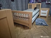 Pat single, noptieră, comodă, Ventianni, Romina Furniture, lemn masiv, saltea 