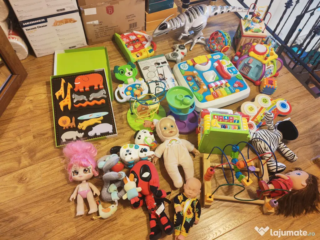 Jucarii bebe lot - unele cu sunete, puzzel lemn - interactiv