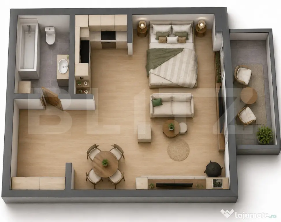 Garsonieră modernă cu terasă Green Residence – 44,40 M