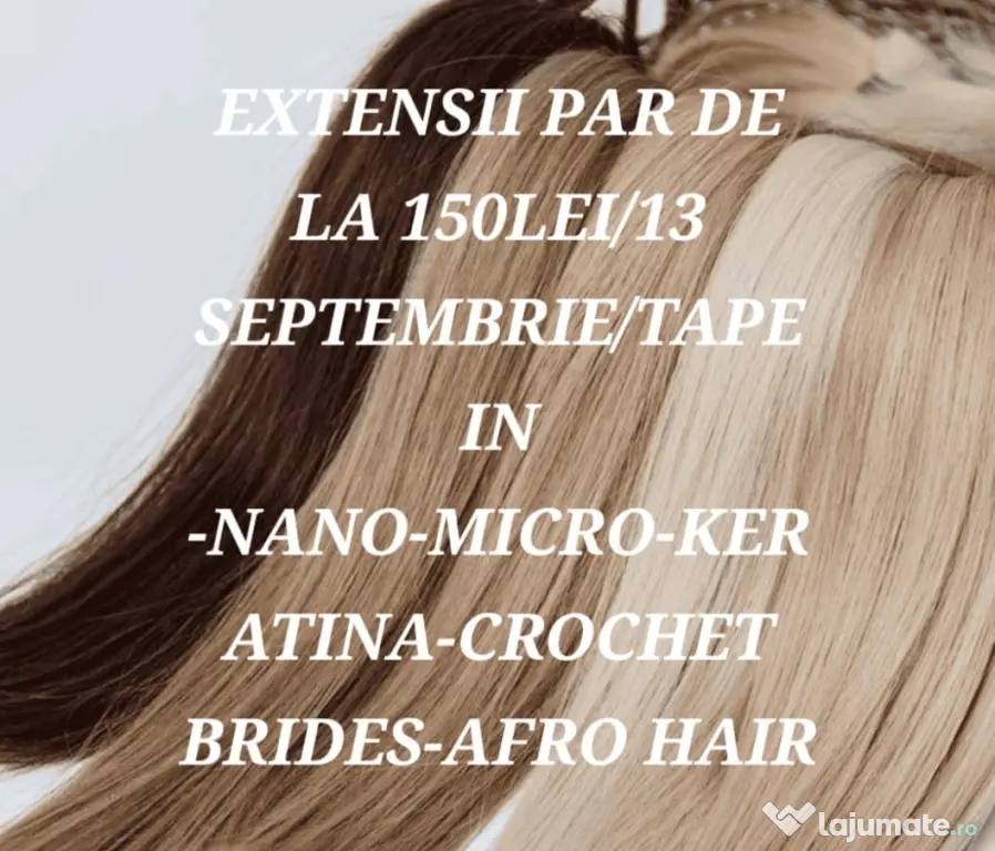EXTENSII PAR DE LA 150 LEI/ Tape In-Nano-Micro-Keratina-Crochet Brides-Afro