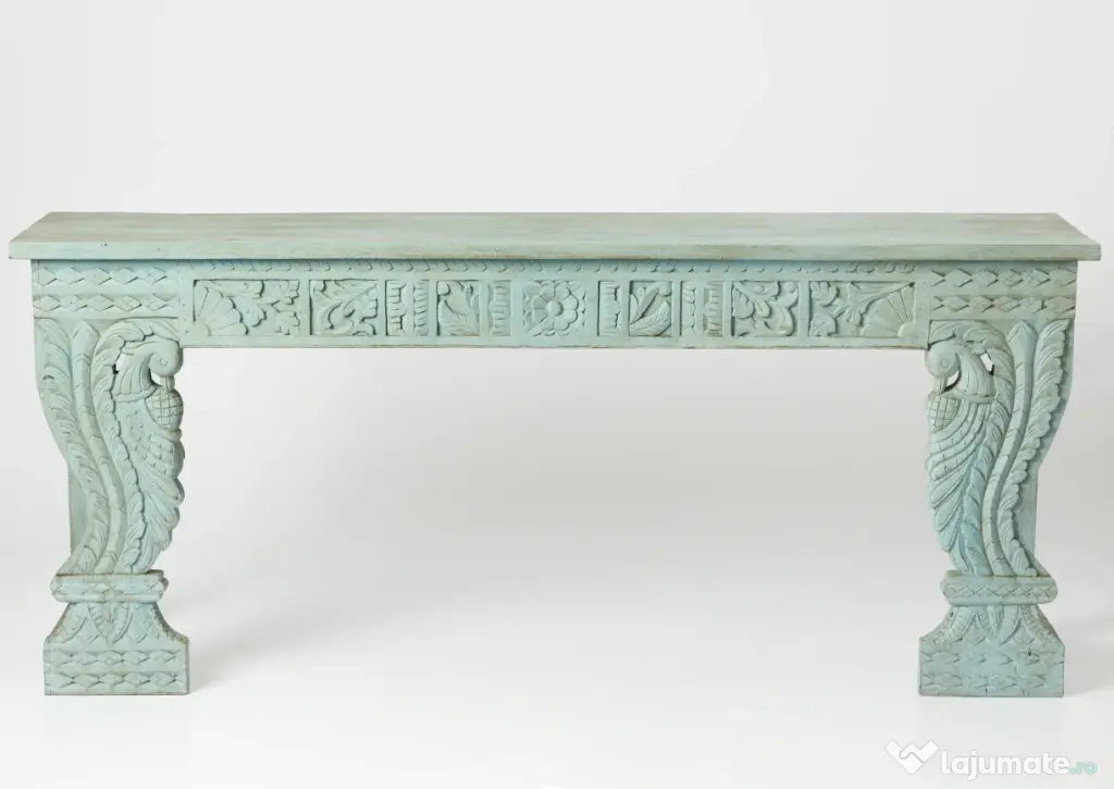Consola din Lemn Sculptat - Albastra