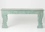 Consola din Lemn Sculptat - Albastra